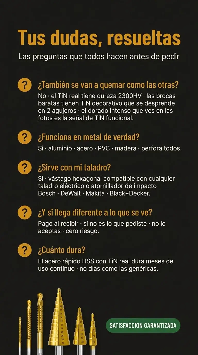 Broca Titan - Kit completo de 6 brocas + estuche
